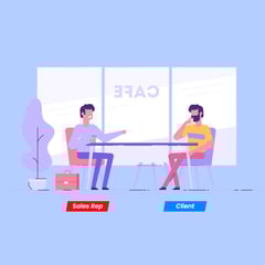 client, sales representative, meeting, discussion, landing page blind spots