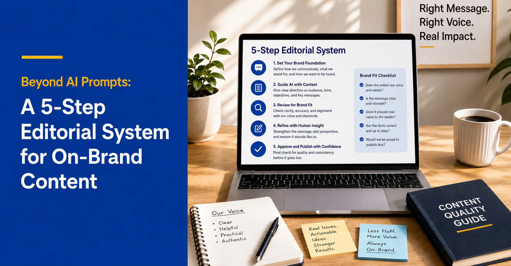 Five-step editorial system for keeping AI-assisted content aligned with brand voice ai-brand-content-workflow.jpg