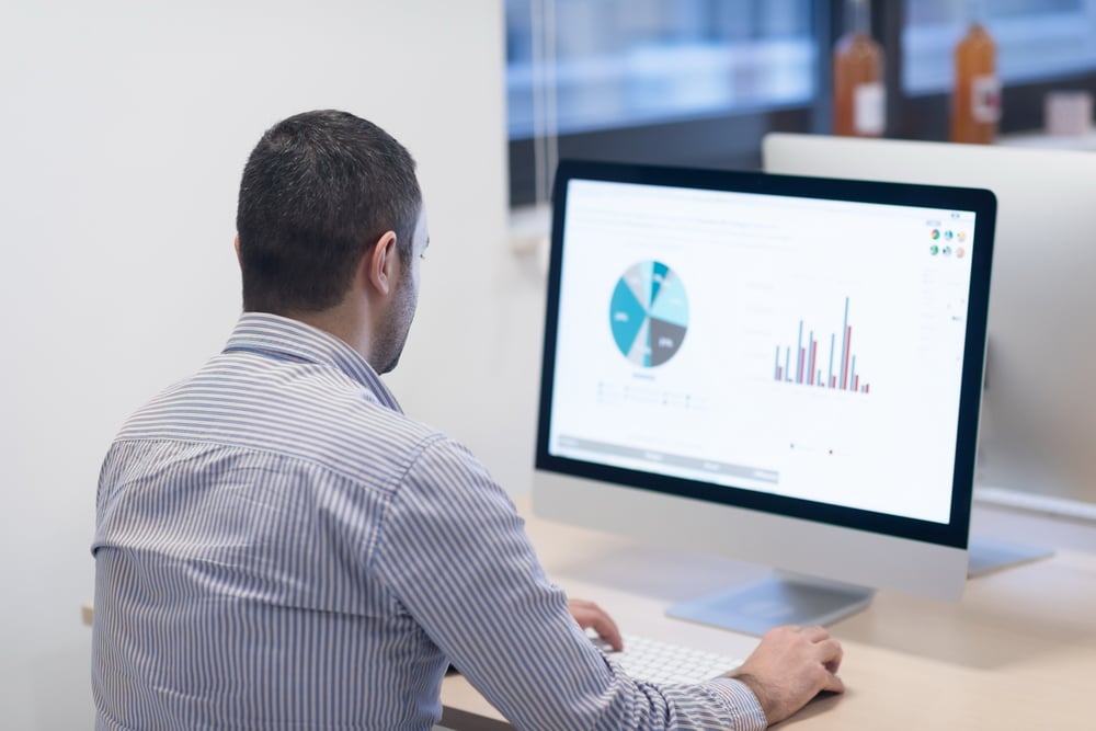 startup business, software developer working on desktop  computer at modern office